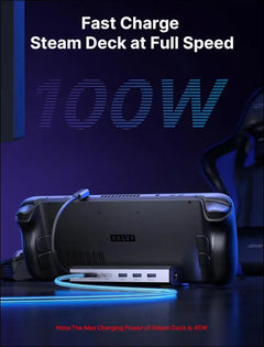 Docking Station for Steam Deck OLED 2023/ROG Ally/Legion Go, 6-in-1 Steam Deck Dock with HDMI 2.0 4K@60Hz, Gigabit Ethernet, 3 USB-A 3.0 and 100W USB-C Port, ROG Ally Dock/USB C Dock -HB0603