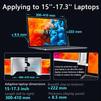 Docooler Monitor Portable Triple Laptop 13.3-15" Full HD 1080p IPS,1 Cable for 3 Monitors,Compatible with 13.3''-17.3'' MacOS Windows Android