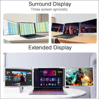 Docooler Monitor Portable Triple Laptop 13.3-15" Full HD 1080p IPS,1 Cable for 3 Monitors,Compatible with 13.3''-17.3'' MacOS Windows Android