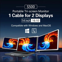 Docooler Monitor Portable Triple Laptop 13.3-15" Full HD 1080p IPS,1 Cable for 3 Monitors,Compatible with 13.3''-17.3'' MacOS Windows Android