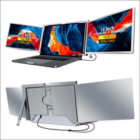 Docooler Monitor Portable Triple Laptop 14" Full HD 1080p IPS,1 Cable for 3 Monitors,Compatible with 13.3''-17.3''MacOS Windows Android