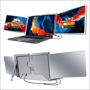 Docooler Monitor Portable Triple Laptop 14" Full HD 1080p IPS,1 Cable for 3 Monitors,Compatible with 13.3''-17.3''MacOS Windows Android