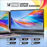 domyfan 14" Laptop Monitor Extender, FHD 1080P IPS Dual Laptop Screen Extender, HDMI/USB-A/Type-C Plug and Play for Windows, Mac, Chrome, Android, Xbox, Switch, PS5, Work with...