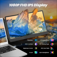 domyfan 14" Laptop Screen Extender, FHD 1080P IPS Triple Portable Monitor for Laptop, HDMI/USB-A/Type-C Plug and Play for Windows, Mac, Android, Chrome, Switch & PS5, Work with...