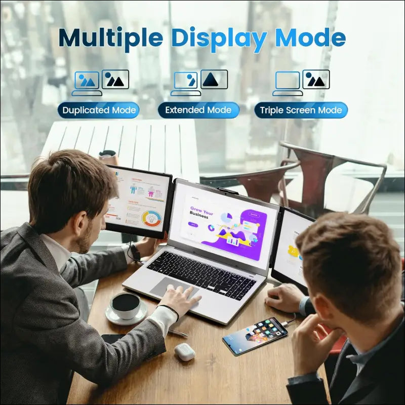domyfan 14" Laptop Screen Extender, FHD 1080P IPS Triple Portable Monitor for Laptop, HDMI/USB-A/Type-C Plug and Play for Windows, Mac, Android, Chrome, Switch & PS5, Work with...