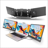 domyfan 14’’ Laptop Screen Extender FHD 1080P IPS Triple Portable Monitor for Laptop HDMI/USB-A/Type-C Plug and Play