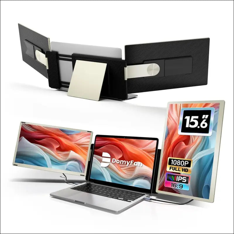 domyfan 15.6" Laptop Screen Extender, 120% sRGB FHD 1080P IPS Triple Portable Laptop Monitor Extender with Type-C USB HDMI Plug-Play for Mac, Windows, Chrome, Android, Fits All...