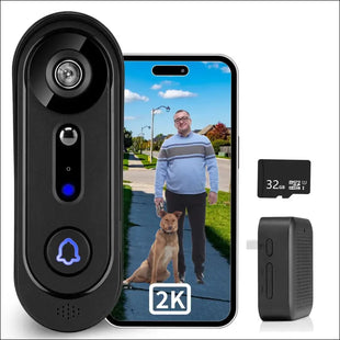 Doorbell Camera Wireless 2K, Video Doorbell with Chime,Cloud Storage,Human Motion Detection, Real time,2-Way Audio, Night Vision, IP65, 166°Wide Angle
