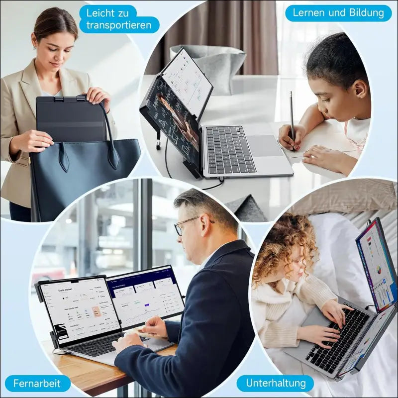 Dopesplay 2025 Laptop Monitor, 14" FHD 1200P IPS Dual Monitor Portable, Plug & Play Laptop Screen Extender, for Win/Chrome/Android/Mac, with 14"-17"