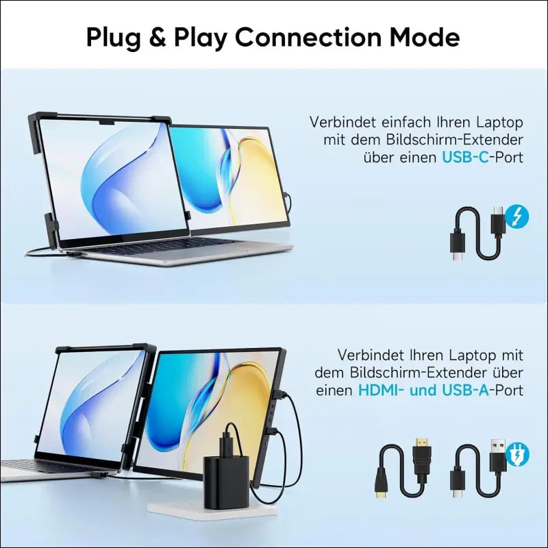 Dopesplay 2025 Laptop Monitor, 14" FHD 1200P IPS Dual Monitor Portable, Plug & Play Laptop Screen Extender, for Win/Chrome/Android/Mac, with 14"-17"