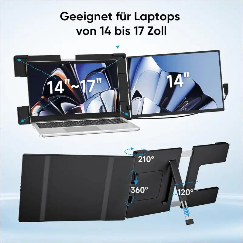 Dopesplay 2025 Laptop Monitor, 14" FHD 1200P IPS Dual Monitor Portable, Plug & Play Laptop Screen Extender, for Win/Chrome/Android/Mac, with 14"-17"
