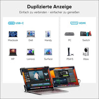Dopesplay Laptop Monitor Extension, 14 Inch 1200P FHD Portable Laptop Monitors, Built-in Stand Portable Monitor with USB-C/USB-A/HDMI, Plug & Play, Suitable for Mac, Wins,...