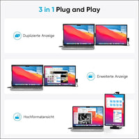 Dopesplay Laptop Monitor Extension, 14 Inch 1200P FHD Portable Laptop Monitors, Built-in Stand Portable Monitor with USB-C/USB-A/HDMI, Plug & Play, Suitable for Mac, Wins,...