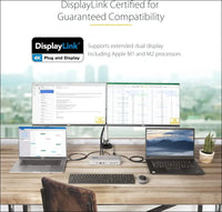 Dual-Laptop USB-C KVM Docking Station, Dual Monitor 4K 60Hz DisplayPort, 5-Port USB Hub, GbE, 90W/45W Power Delivery, Windows/Mac