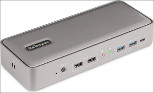 Dual-Laptop USB-C KVM Docking Station, Dual Monitor 4K 60Hz DisplayPort, 5-Port USB Hub, GbE, 90W/45W Power Delivery, Windows/Mac