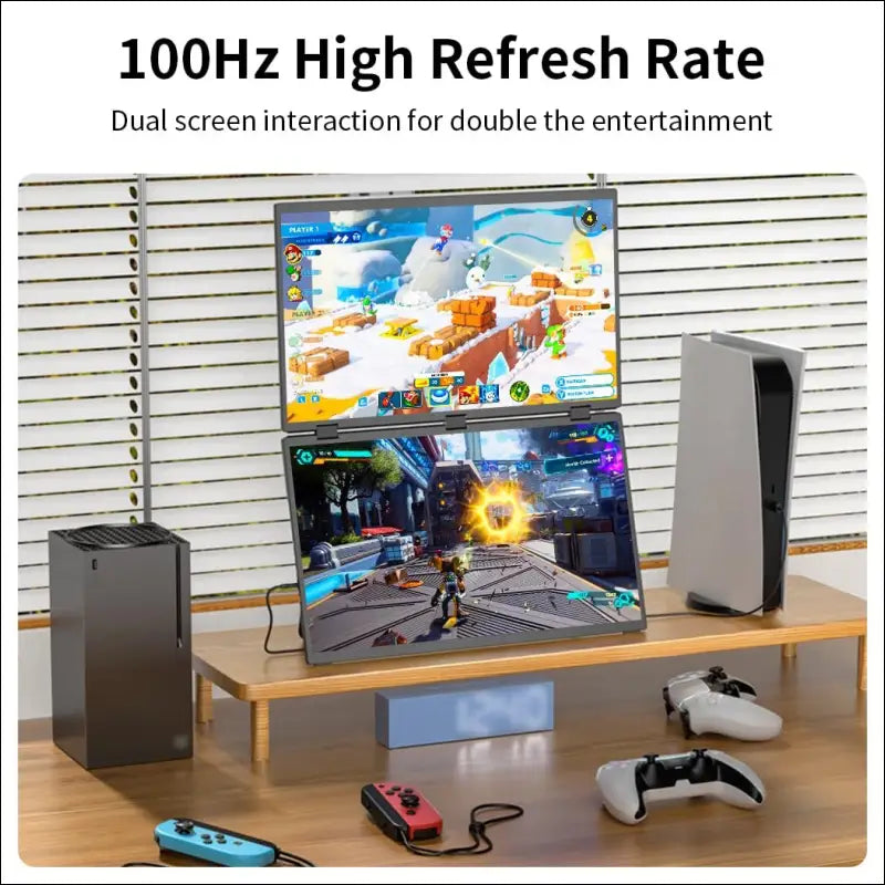 Dual Monitor 18.5" 100Hz，Portable Monitor for Laptop Extender| 1080P |100% Srgb|Plug & Play|Stand & VESA|Automatic Rotation| Extended Computer Display for Laptop PC Windows Mac