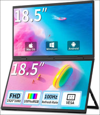 Dual Monitor 18.5" 100Hz，Portable Monitor for Laptop Extender| 1080P |100% Srgb|Plug & Play|Stand & VESA|Automatic Rotation| Extended Computer Display for Laptop PC Windows Mac