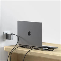 Dual USB-C Docking Station and Stand, with 2 HDMI Ports, Display Port, USB-C and USB-A Data Ports, 1 Ethernet Port, SATA and NVMe SSD Enclosure - for MacBook Pro/Air and Type-C Devices
