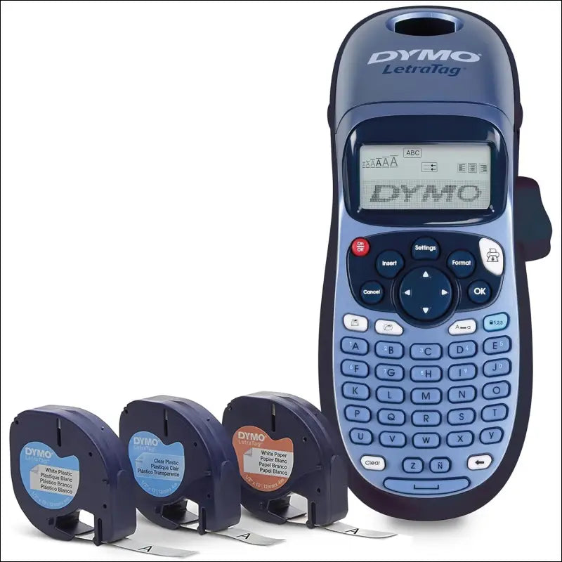 Dymo LetraTag LT-100H Label Maker Kit with Plastic Paper Clear Tape for Office Home