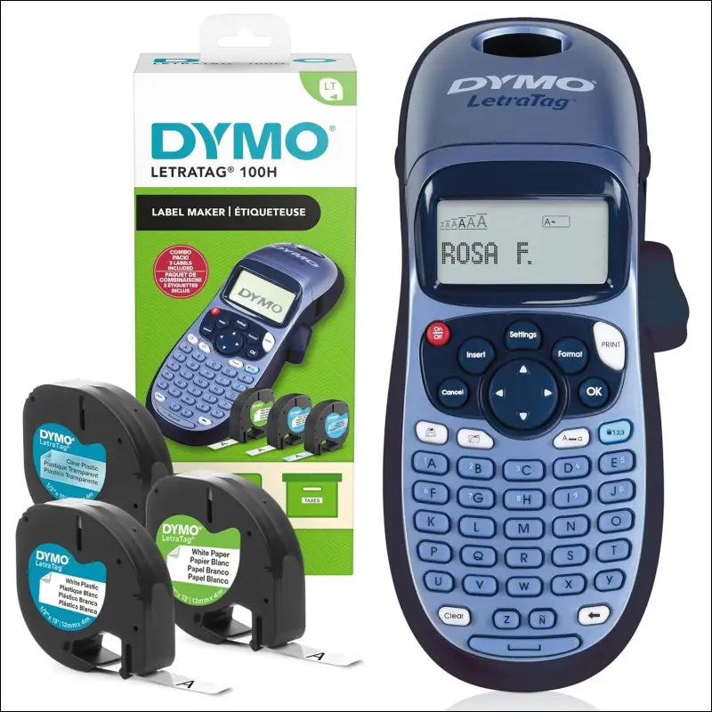Dymo LetraTag LT-100H Label Maker Kit with Plastic Paper Clear Tape for Office Home