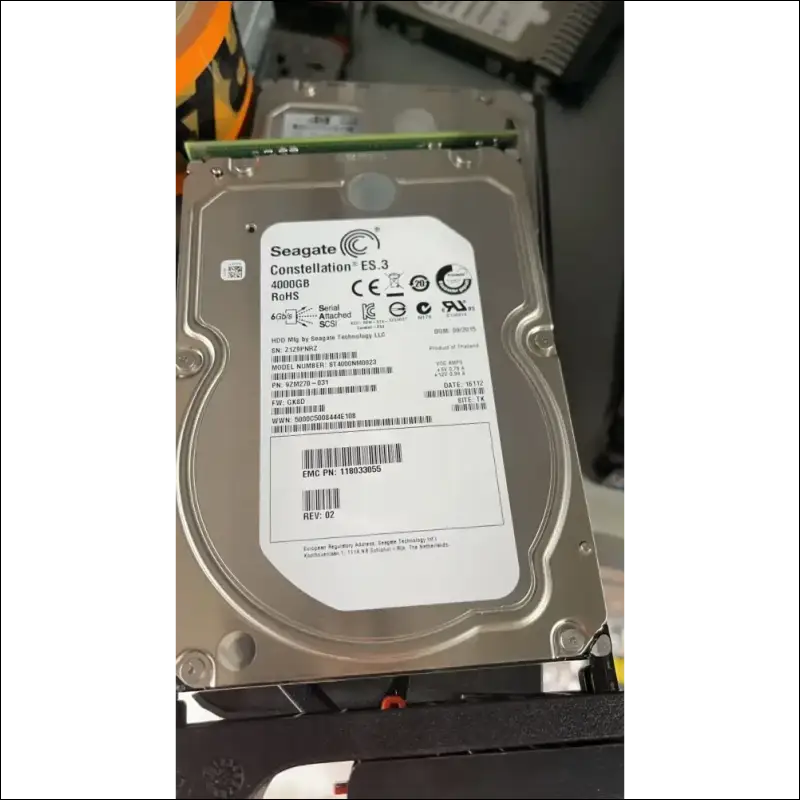 EMC 005050751 SAS 4TB 7.2K 6Gbps 3.5” Hard Disk Drive V2-PS07-040 + Caddy