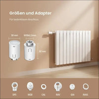 EMKE Smart Radiator Thermostat Kit, Intelligent Heating Thermostat Including Tuya Zigbee 3.0 Gateway with App Function, Compatible with Alexa & Google Home, M30 x 1.5 mm, 6...