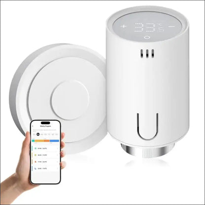 EMKE Smart Radiator Thermostat Kit, Intelligent Heating Thermostat Including Tuya Zigbee 3.0 Gateway with App Function, Compatible with Alexa & Google Home, M30 x 1.5 mm, 6...