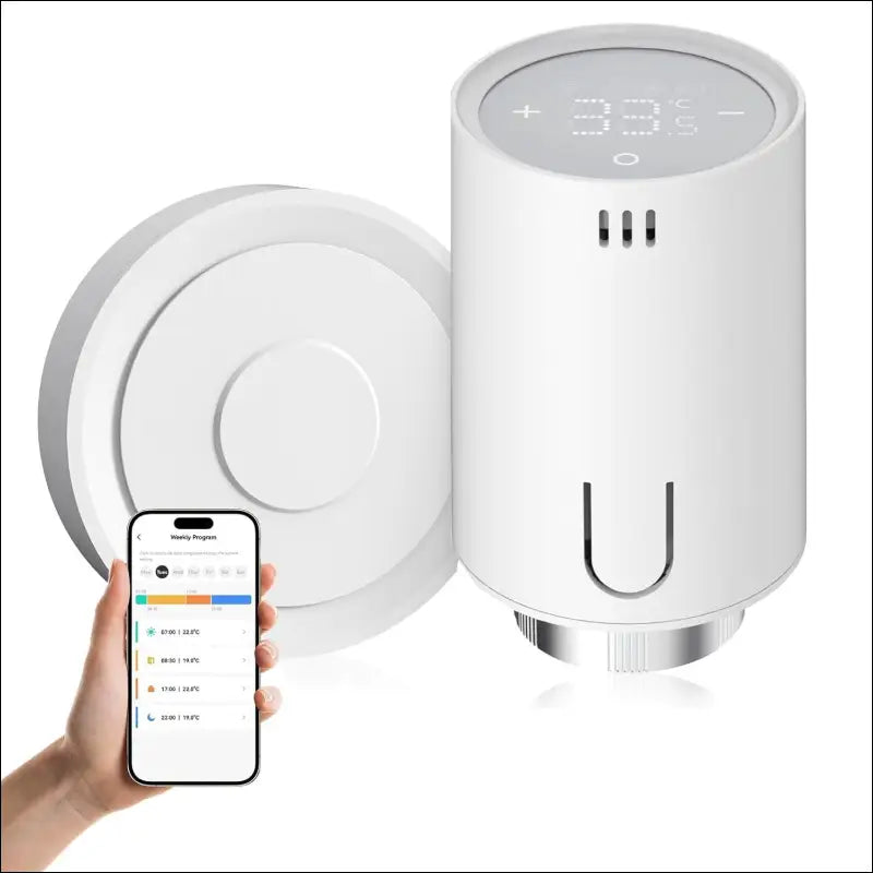 EMKE Smart Radiator Thermostat Kit, Intelligent Heating Thermostat Including Tuya Zigbee 3.0 Gateway with App Function, Compatible with Alexa & Google Home, M30 x 1.5 mm, 6...