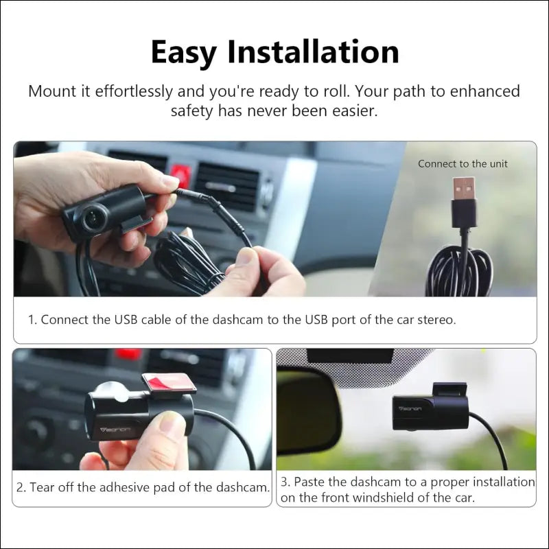 Eonon 1280 x 720P Dash Cam USB Car Recorder Front Camera for Eonon Android Car Radio, Car Mini Dash Cam, 120° Wide Angle (A100)