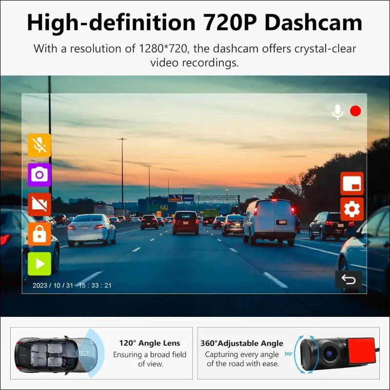 Eonon 1280 x 720P Dash Cam USB Car Recorder Front Camera for Eonon Android Car Radio, Car Mini Dash Cam, 120° Wide Angle (A100)