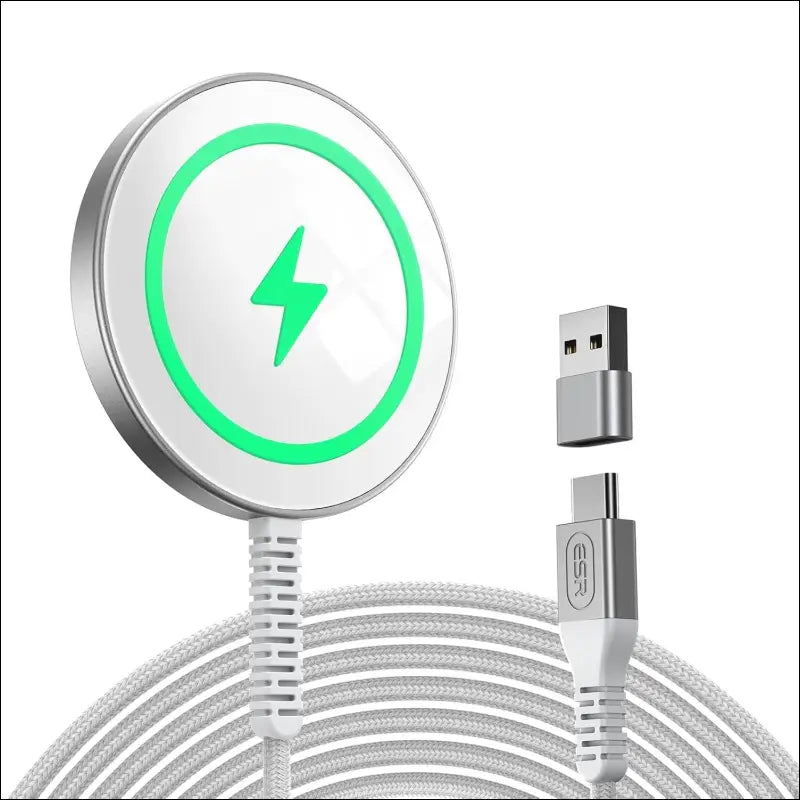 ESR for MagSafe Charger Wireless Charger for iPhone 16/15/14/13/12 Series Apple Magnetic Charging Pad for AirPods 4/3/Pro/Pro 2 Galaxy S25 Series with Dual USB A/C Ports, Silver