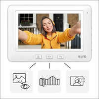 Eura VDP-45A3-TY Alpha+ TUYA WiFi Video Intercom, 4 Wires, 7 Inch Color Monitor, White