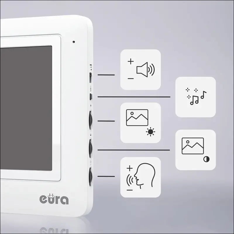 Eura VDP-45A3-TY Alpha+ TUYA WiFi Video Intercom, 4 Wires, 7 Inch Color Monitor, White