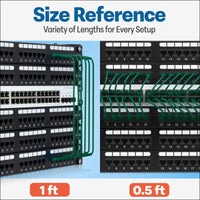 Everest Ultra Slim Cat6a Ethernet Patch Cables 0.5ft (10-Pack) Green - 6 Inch 10GB Cat 6a Patch Cable - Bendable
