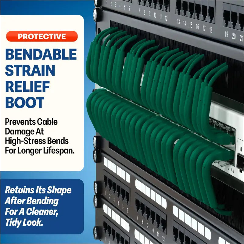 Everest Ultra Slim Cat6a Ethernet Patch Cables 0.5ft (10-Pack) Green - 6 Inch 10GB Cat 6a Patch Cable - Bendable