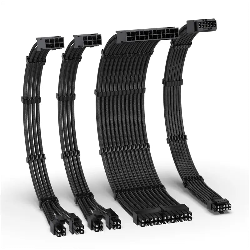 EZDIY-FAB 12VHPWR PSU Cable Extension Kit,16Awg PCIE 5.0 Power Supply Cable Extension- 1X 24 Pin ATX /2X 8Pin (4+4) EPS / 1X12+4 Pin Gpu,Sleeve Cable 300MM with Combs-Black