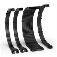 EZDIY-FAB 12VHPWR PSU Cable Extension Kit,16Awg PCIE 5.0 Power Supply Cable Extension- 1X 24 Pin ATX /2X 8Pin (4+4) EPS / 1X12+4 Pin Gpu,Sleeve Cable 300MM with Combs-Black