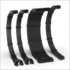 EZDIY-FAB 12VHPWR PSU Cable Extension Kit,16Awg PCIE 5.0 Power Supply Cable Extension- 1X 24 Pin ATX /2X 8Pin (4+4) EPS / 1X12+4 Pin Gpu,Sleeve Cable 300MM with Combs-Black