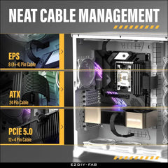 EZDIY-FAB 12VHPWR PSU Cable Extension Kit,16Awg PCIE 5.0 Power Supply Cable Extension- 1X 24 Pin ATX /2X 8Pin (4+4) EPS / 1X12+4 Pin Gpu,Sleeve Cable 300MM with Combs-Black
