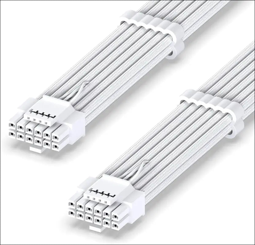 EZDIY-FAB 16AWG Pci-E 5.0 12VHPWR PSU Sleeved Cable, 600W 12+4 Pin Male to 12+4 Pin Male Cable for RTX 3090Ti/4070Ti/4080/4090, 60Cm/23.62In-Pure White