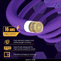 EZDIY-FAB GPU Power Sleeved Cable Extension 16Pin(12 + 4) 12VHPWR Pcie 5.0 Connector Male to Female for Rtx4070Ti Super