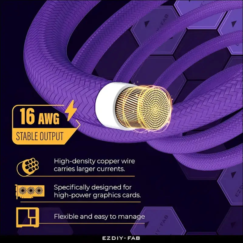 EZDIY-FAB GPU Power Sleeved Cable Extension 16Pin(12 + 4) 12VHPWR Pcie 5.0 Connector Male to Female for Rtx4070Ti Super