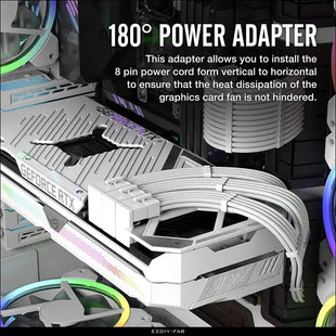 EZDIY-FAB GPU VGA Pcie 8 Pin U Turn 180 Degree Angle Connector Power Adapter Board for Desktop Graphics Card-Reverse Type 3-Pack White