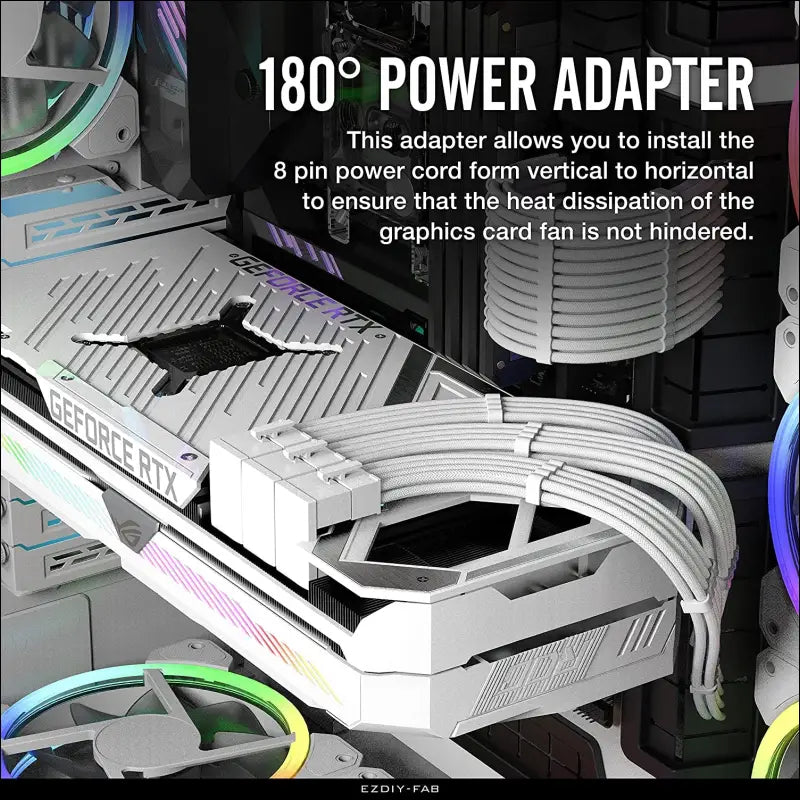EZDIY-FAB GPU VGA Pcie 8 Pin U Turn 180 Degree Angle Connector Power Adapter Board for Desktop Graphics Card-Reverse Type 3-Pack White