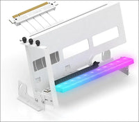 EZDIY-FAB Pcie 4.0 GPU Mount Bracket Graphic Card Holder Multi-Angle Adjustment with 5V 3 Pin ARGB LED Module, Video Card VGA Support Kit with Pcie 4.0 X16 Gen4 17Cm/6.69In White Riser Cable