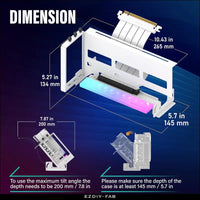 EZDIY-FAB Pcie 4.0 GPU Mount Bracket Graphic Card Holder Multi-Angle Adjustment with 5V 3 Pin ARGB LED Module, Video Card VGA Support Kit with Pcie 4.0 X16 Gen4 17Cm/6.69In White Riser Cable