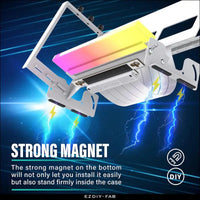 EZDIY-FAB Pcie 4.0 GPU Mount Bracket Graphic Card Holder Multi-Angle Adjustment with 5V 3 Pin ARGB LED Module, Video Card VGA Support Kit with Pcie 4.0 X16 Gen4 17Cm/6.69In White Riser Cable