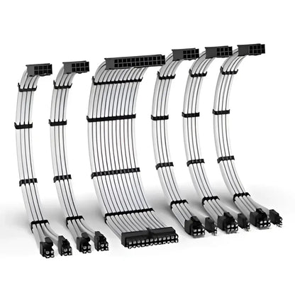 EZDIY-FAB PSU Cable Extension Kit,16Awg Power Supply Extension Cable,1X24Pin/2X4 + 4 Eps/3X6 + 2 Pci-E,Custom PC Sleeve