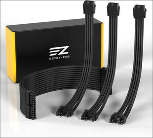 EZDIY-FAB PSU Cable Extension Sleeved Custom Mod GPU PC Power Supply Soft Nylon Braided