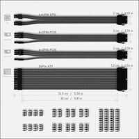 EZDIY-FAB PSU Cable Extension Sleeved Custom Mod GPU PC Power Supply Soft Nylon Braided with Comb Kit 24PIN/8PIN to 6+2Pin/ 8PIN to 4+4PIN-30CM 300MM - Black